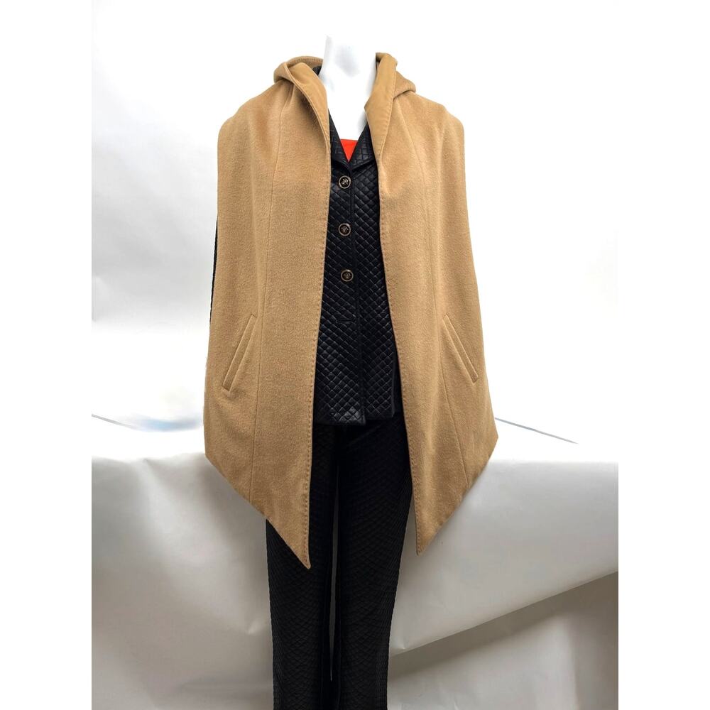 The Eight Senses NWT Camel Wool Blend Hooded Wrap Cape One Size